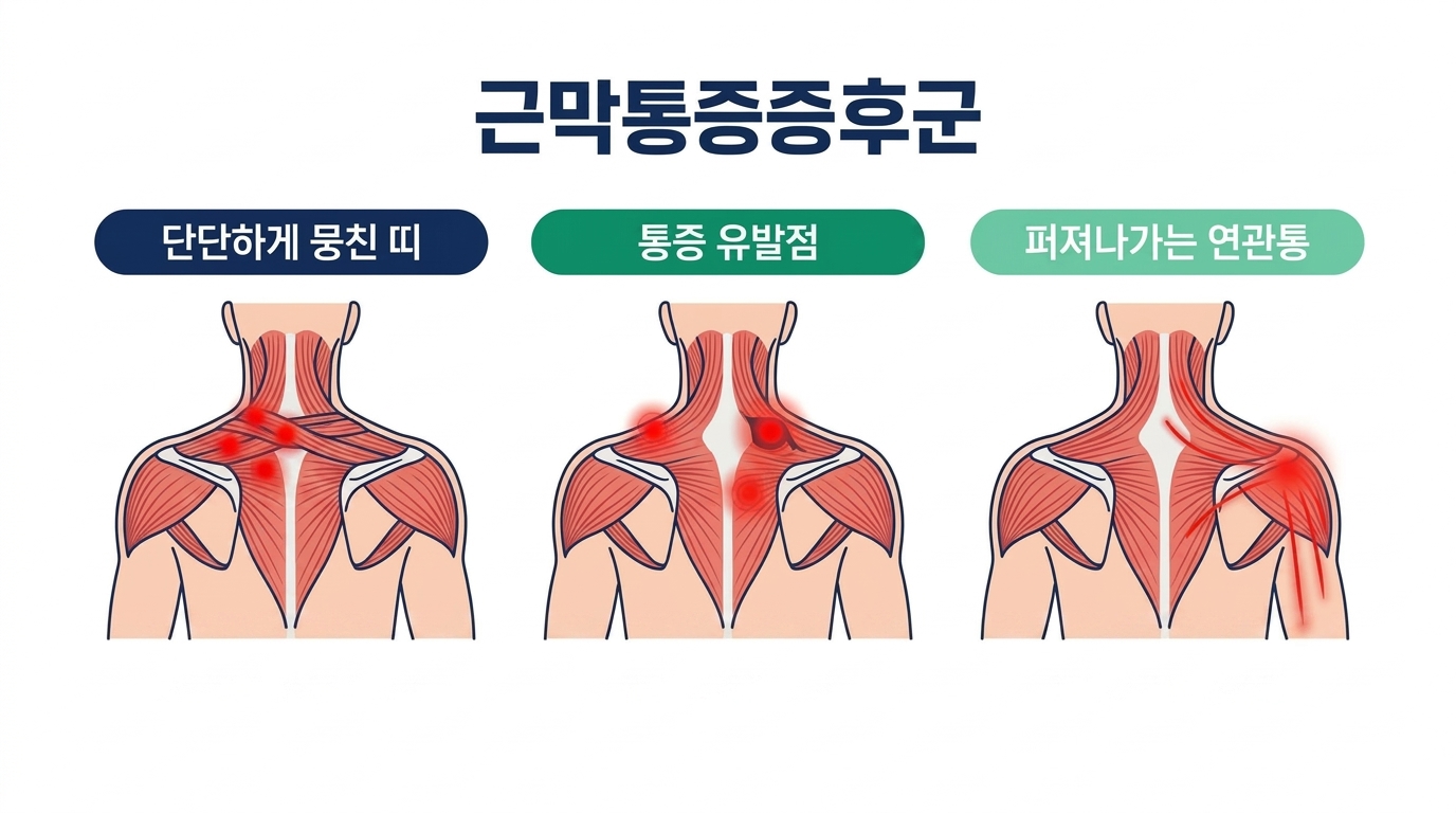 근막통증증후군 대표 증상 일러스트
